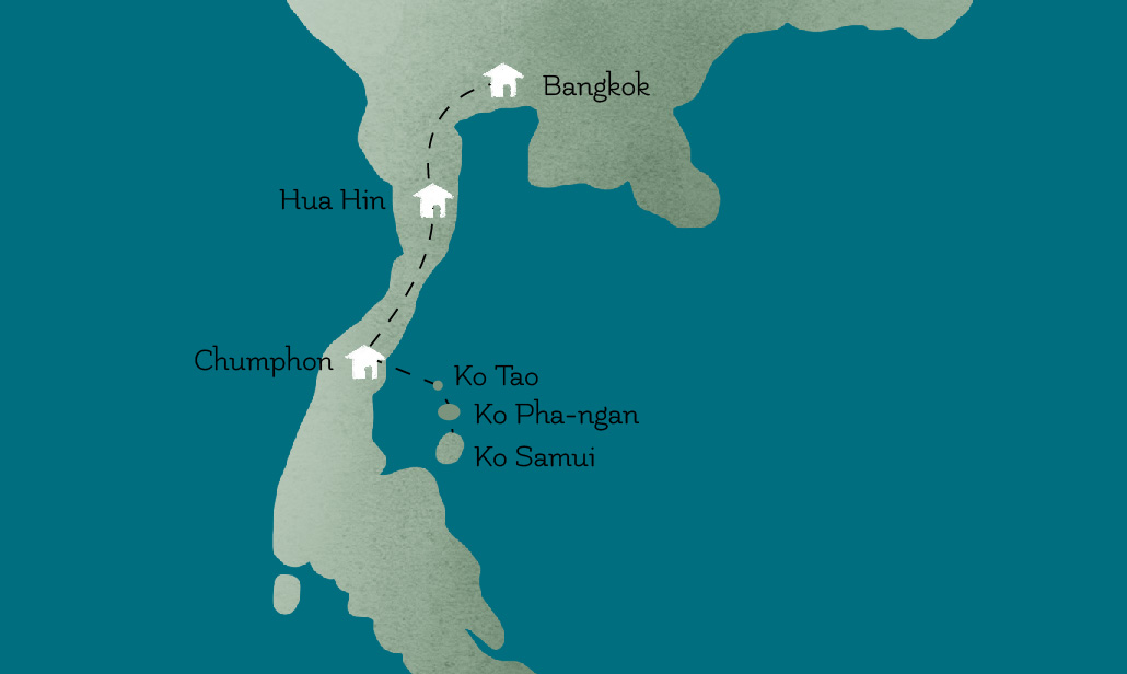 Bangkok nach Ko Tao Reiseroute